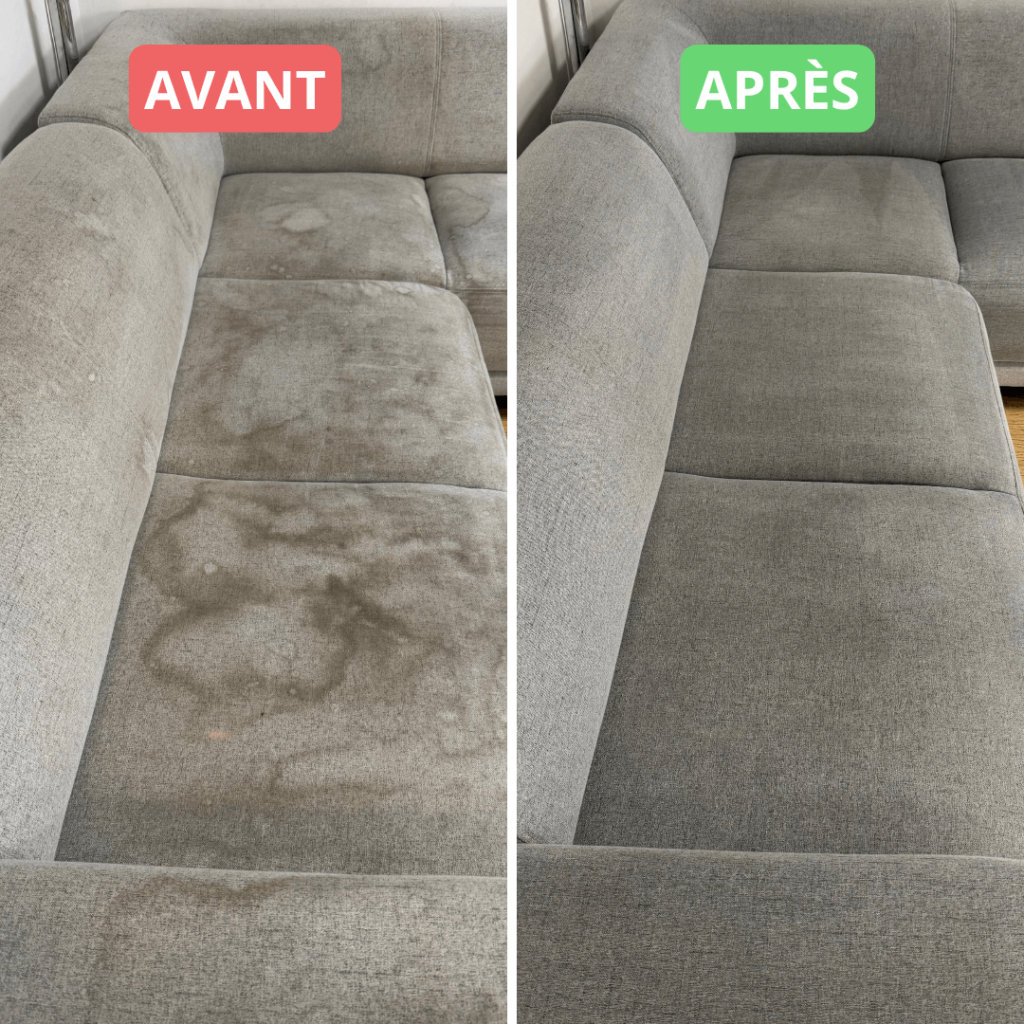 Avant après nettoyage canapé shampouineuse Nice